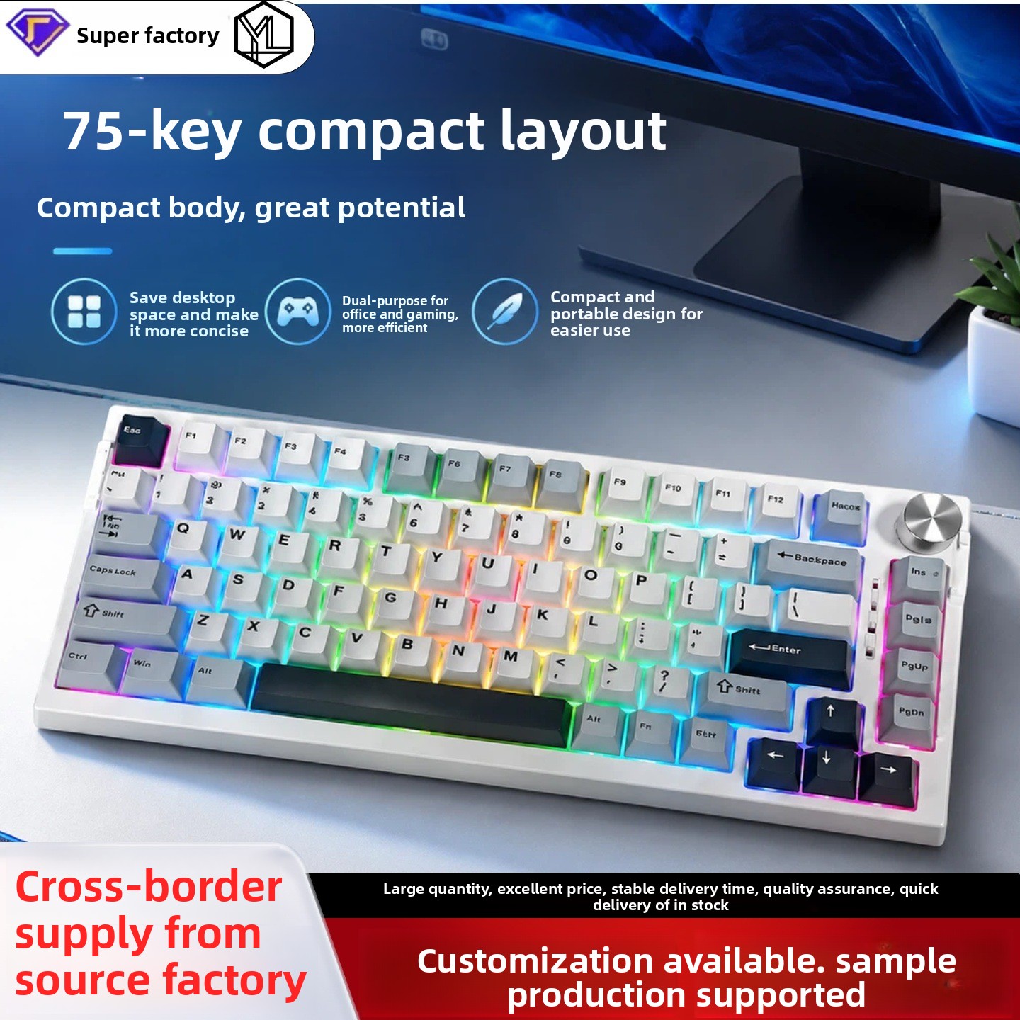 Desk Setup Pc And Laptop - Mechanische Tastatur mit Prozent- und Tri-Modus,
