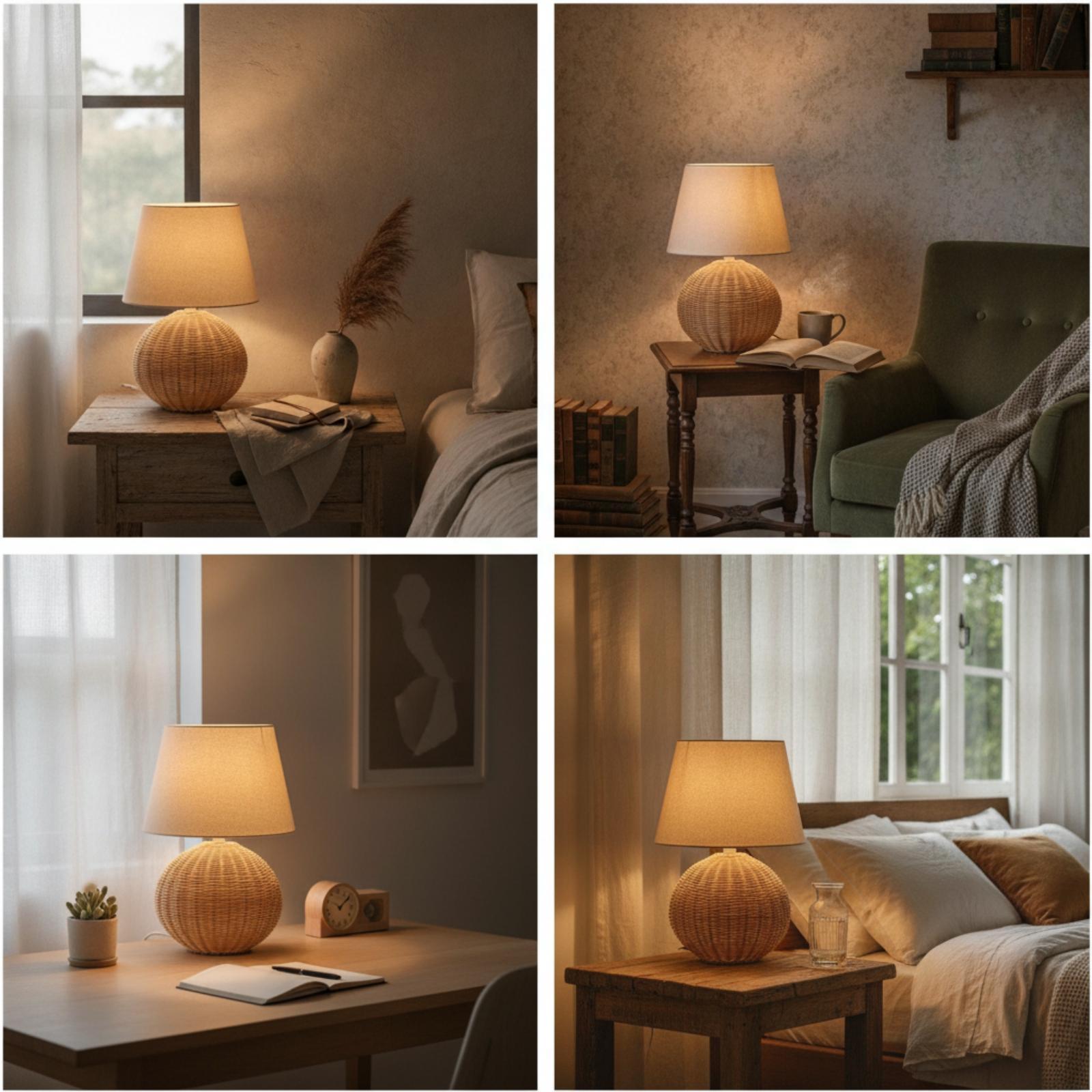 Nachttischlampe mit Rattanfuß  – Desk Setup Lamp Bewertung und Preis